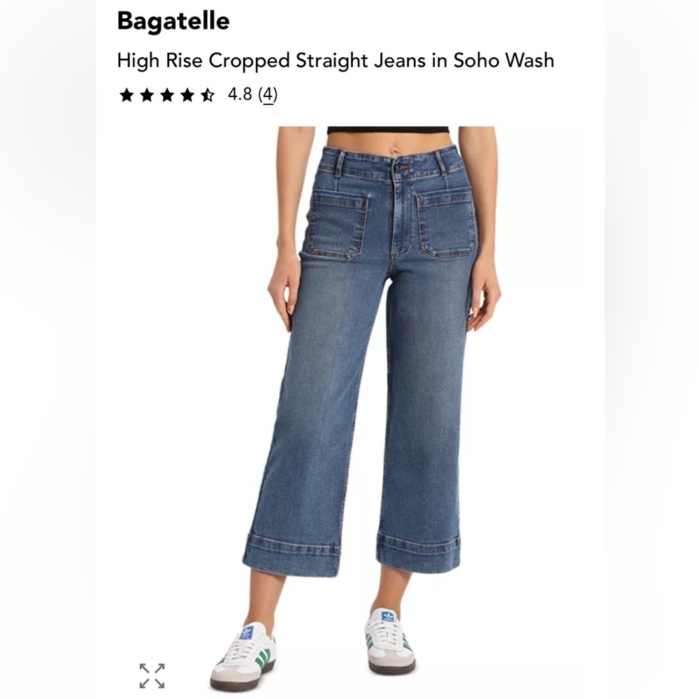 BAGATELLE High Rise Cropped Straight Leg Patch Pocket Jeans